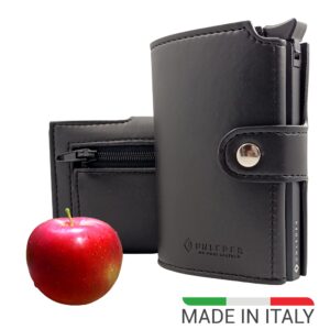 UNLEDER Portafoglio porta carte di credito in pelle di mela