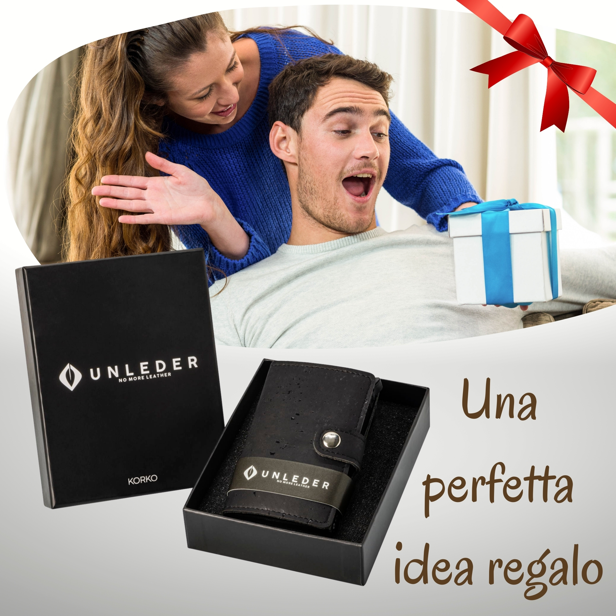 UNLEDER Korko Black portafoglio porta carte di credito in sughero UNLEDER Korko Black portafoglio porta carte di credito in sughero