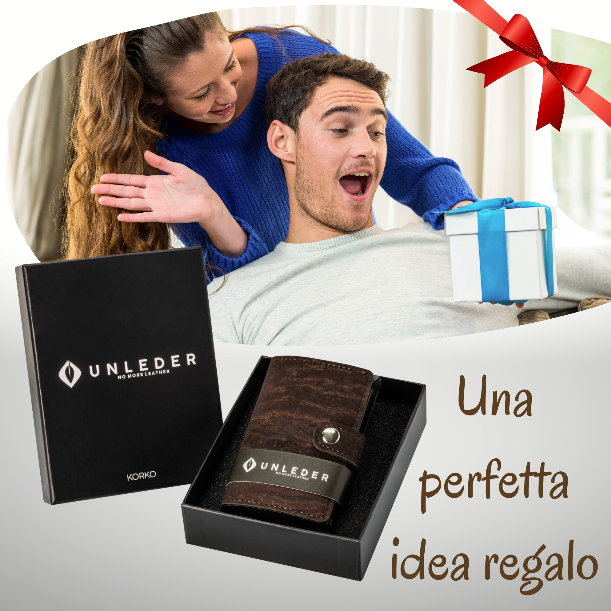 UNLEDER Korko Brown portafoglio porta carte di credito in sughero UNLEDER Korko Brown portafoglio porta carte di credito in sughero